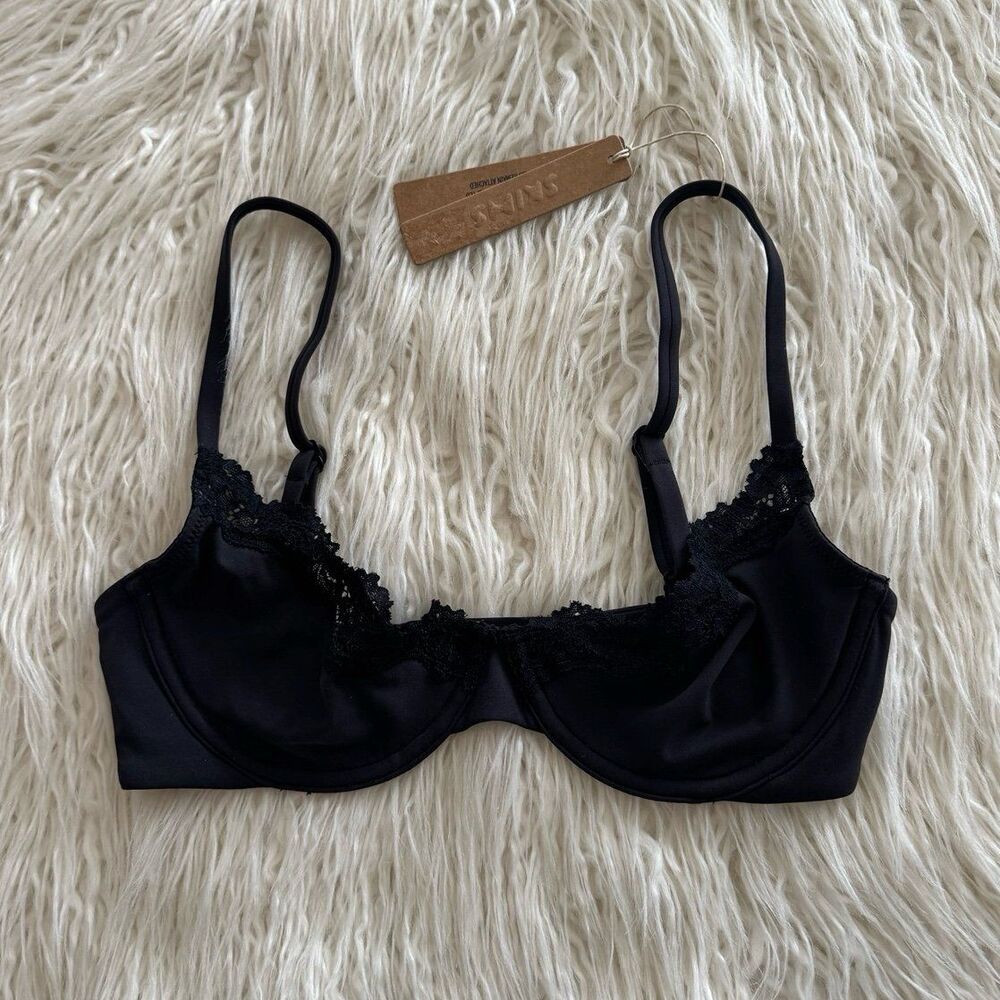 Skims Fits Everybody Lace Demi Underwire Bra Onyx Size 32C